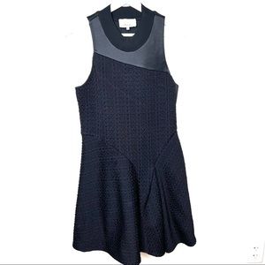 3.1 Philipp Lim Textured Sleeveless Fit & Flare Dress Black Size Medium